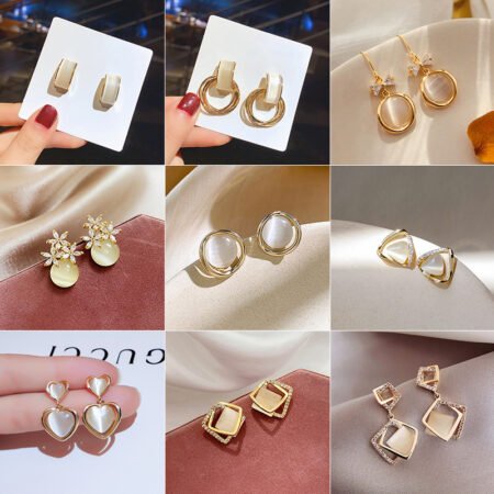 Various opal and rhinestone random earrings 1 pair