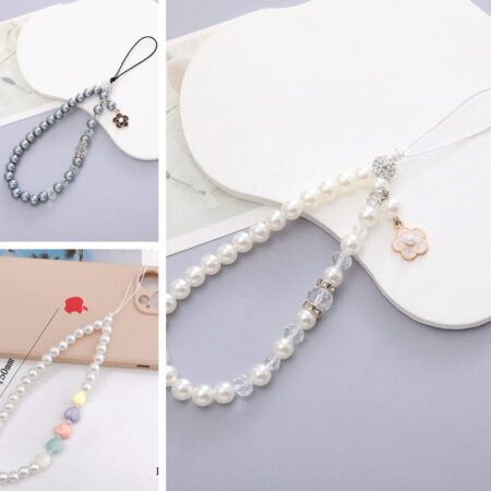 Pearl bead mobile phone strap holder charm
