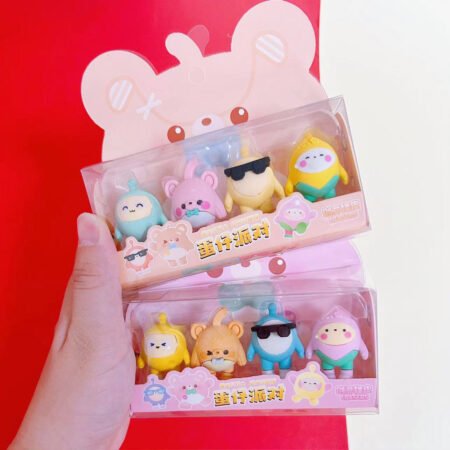 Cute cartoon egg doll eraser 4 pcs pack