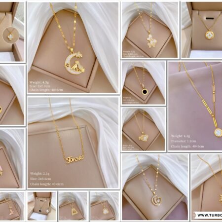 Titanium necklace with gold plated pendant