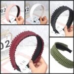 Imitation leather wide edge pleated headban