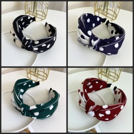 Polka dot knoted silky headband
