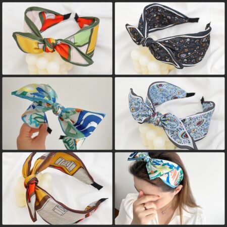 Fashionable scarf style printed bow knot headband