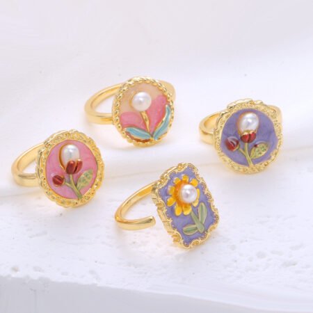 Painting style floral ring