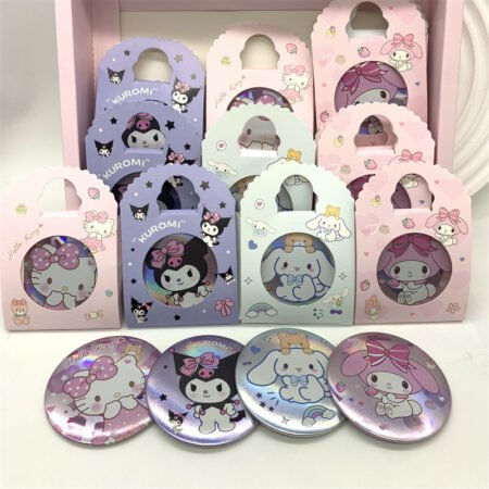 Cartoon printed glittery mini mirror
