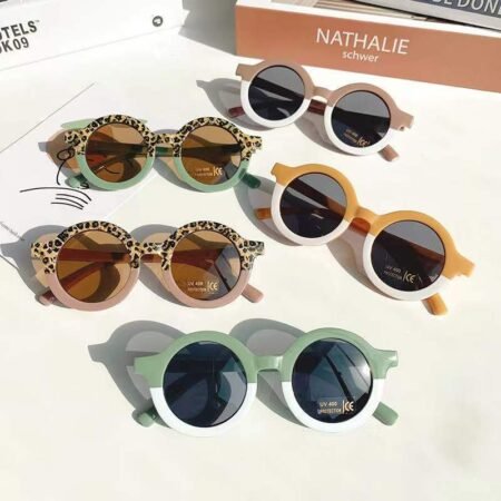 Dual color frame round anti uv sunglass for kids